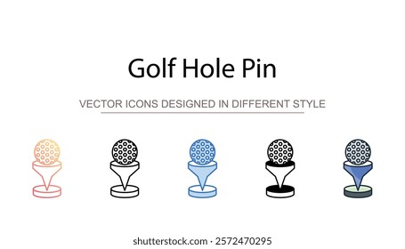 Golf Hole Pin icon design with white background stock illustration