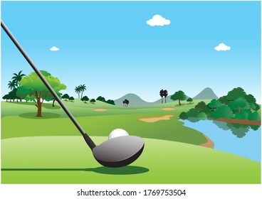 青い空とゴルフ場 のイラスト素材 画像 ベクター画像 Shutterstock
