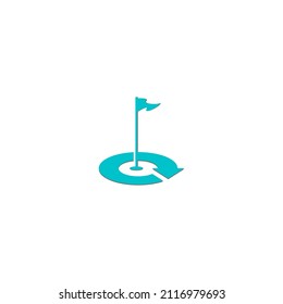 golf hole vector illustration and flag for icon, symbol or logo
