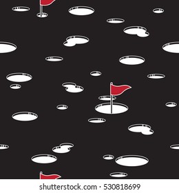 Golf holes Butter seamless pattern Black red