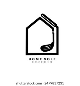 logo de la casa de golf. idea creativa para la identidad de la casa de golf, combinación de palos de golf para formar una casa. Ilustración vectorial. eps 10