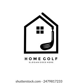 golf house logo. creative idea for golf house identity, combination of golf clubs to form a house. vector illustration. eps 10