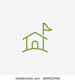 Golf house logo design. Simple and modern golf house vector illustration. Minimalist building vector template. 