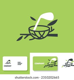 Golf icon in bird's nest. Logo design template. Business card template. Vector illustration