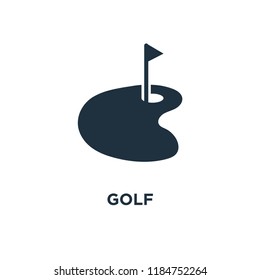 Golf icon. Black filled vector illustration. Golf symbol on white background. Can be used in web and mobile.