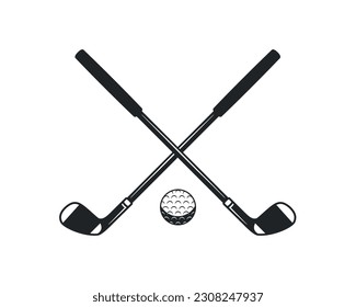 Golf icon. Golf clubs and ball silhouette. Vintage design elements for logo, badges, banners, labels. Vector illustration	
