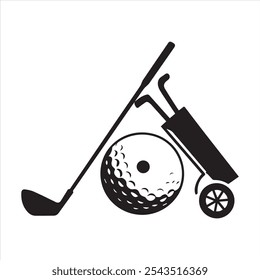 Golf icon. Crossed golf clubs or sticks with ball on tee. Vector illustration.