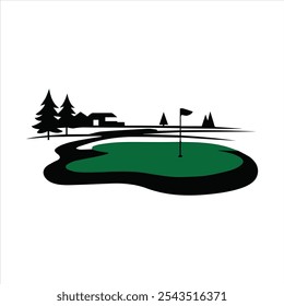 Golf icon. Crossed golf clubs or sticks with ball on tee. Vector illustration.