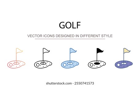 Diseño de icono de golf con fondo blanco Ilustración de stock