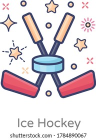 Golf Icon in flachem Design, Eishockey im trendigen Flachstil 