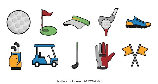 Conjunto de ilustración de iconos de golf Colección