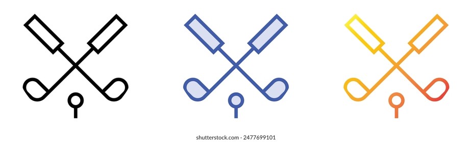 golf icon. Linear, Blue Fill and Gradient Style Design Isolated On White Background