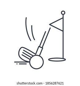 Golf icon, linear isolated illustration, thin line vector, web design sign, outline concept symbol with editable stroke on white background.