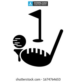 Icono de golf o logotipo símbolo de signo aislado ilustración vectorial - iconos vectoriales de estilo negro de alta calidad
