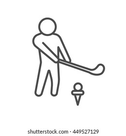 Golf icon. man with stick. thin line design