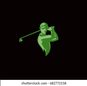 Golf icon on black bacground, vector illustration