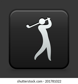 Icono de golf en botón blanco y negro
