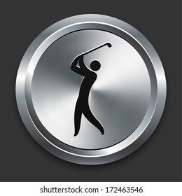 Golf Icon on Metallic Button Collection