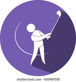 Golf icon on round badge illustration