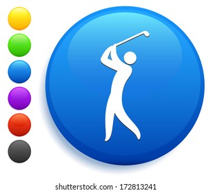 Golf Icon on Round Button Collection
