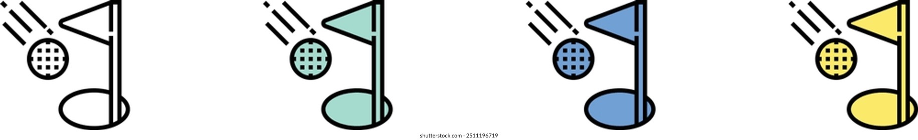 golf icon. Outline, Green, Blue and Yellow Style Design Isolated On White Background
