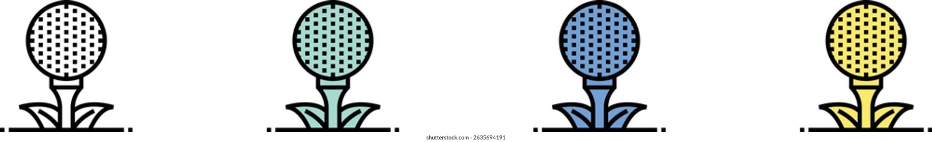 golf icon. Outline, Green, Blue and Yellow Style Design Isolated On White Background
