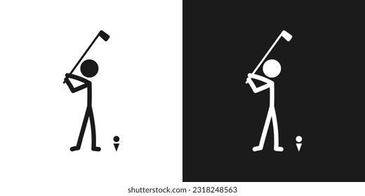 Golf icon pictogram vector design. Stick figure man golf player or golfer vector icon sign symbol pictogram