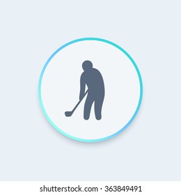 golf icon, golf player, golfer round icon, vector illustration