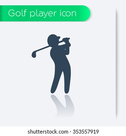 golf icon, golf player, golfer swinging golf club, vector illustration