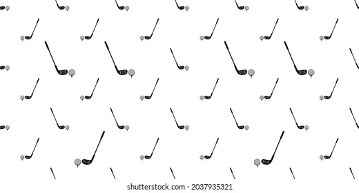 Golf Icon Seamless Pattern, Golf Stick Ball Icon, Sport Icon Vector Art Illustration
