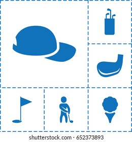 Golf icon. set of 6 golf filled icons such as gold flag