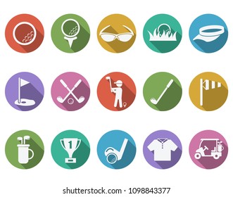 golf icon set in flat design with shadows