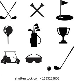 golf icon set on white background. flat style. golf and equipment  symbol. golf sign. 