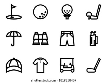 golf icon set outline style for your web design