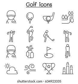 Golf icon set in thin line style