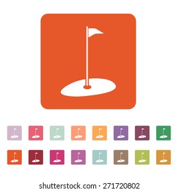 The golf icon. Sport symbol. Flat Vector illustration. Button Set