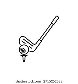 Icono de golf. Palo de golf, pelota de golf y símbolo de la bandera de golf. Ilustración vectorial para el Diseño web. Aislado sobre fondo blanco.