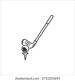 Golf icon. Golf stick, Golf Ball and Golf Flag symbol. For web design. Vector illustration Isolated on white background.