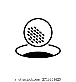 Golf icon. Golf stick, Golf Ball and Golf Flag symbol. For web design. Vector illustration Isolated on white background.