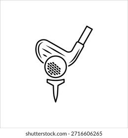 Golf icon. Golf stick, Golf Ball and Golf Flag symbol. For web design. Vector illustration Isolated on white background.
