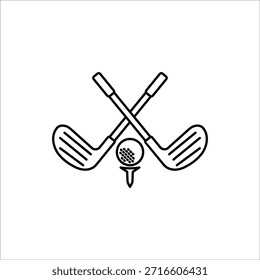 Golf icon. Golf stick, Golf Ball and Golf Flag symbol. Vector illustration for web design. Isolated on white background.