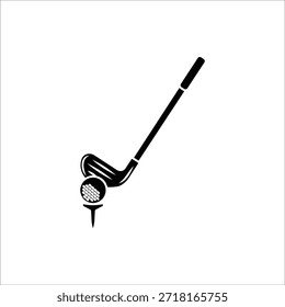 Icono de golf. Palo de golf, pelota de golf y símbolo de la bandera de golf. Para el Diseño web. Ilustración vectorial aislada sobre fondo blanco.