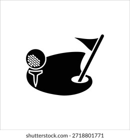 Golf icon. Golf stick, Golf Ball and Golf Flag symbol. For web design. Vector illustration Isolated on white background.