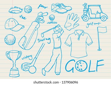 Golf icons collection drawing vector