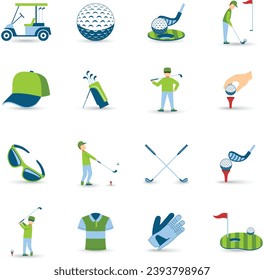 Colección de iconos de golf en diseño vectorial