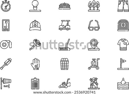 Golf icons collection is a vector illustration with editable stroke.