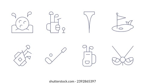 Golf icons. Editable stroke. Containing golf ball, golf bag, golf, tee.