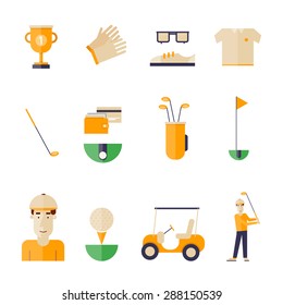 Golf icons in a flat style.