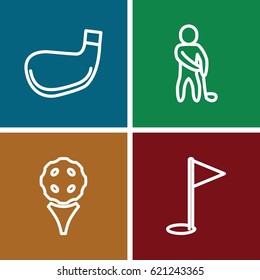 Golf icons set. set of 4 golf outline icons such as 