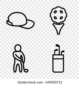 Golf icons set. set of 4 golf outline icons such as